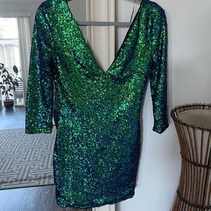 Blue & Green Sequin Dress
